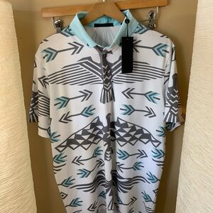 NEW NWT GREYSON golf polo shirt men’s size large L - arrow eagle pattern